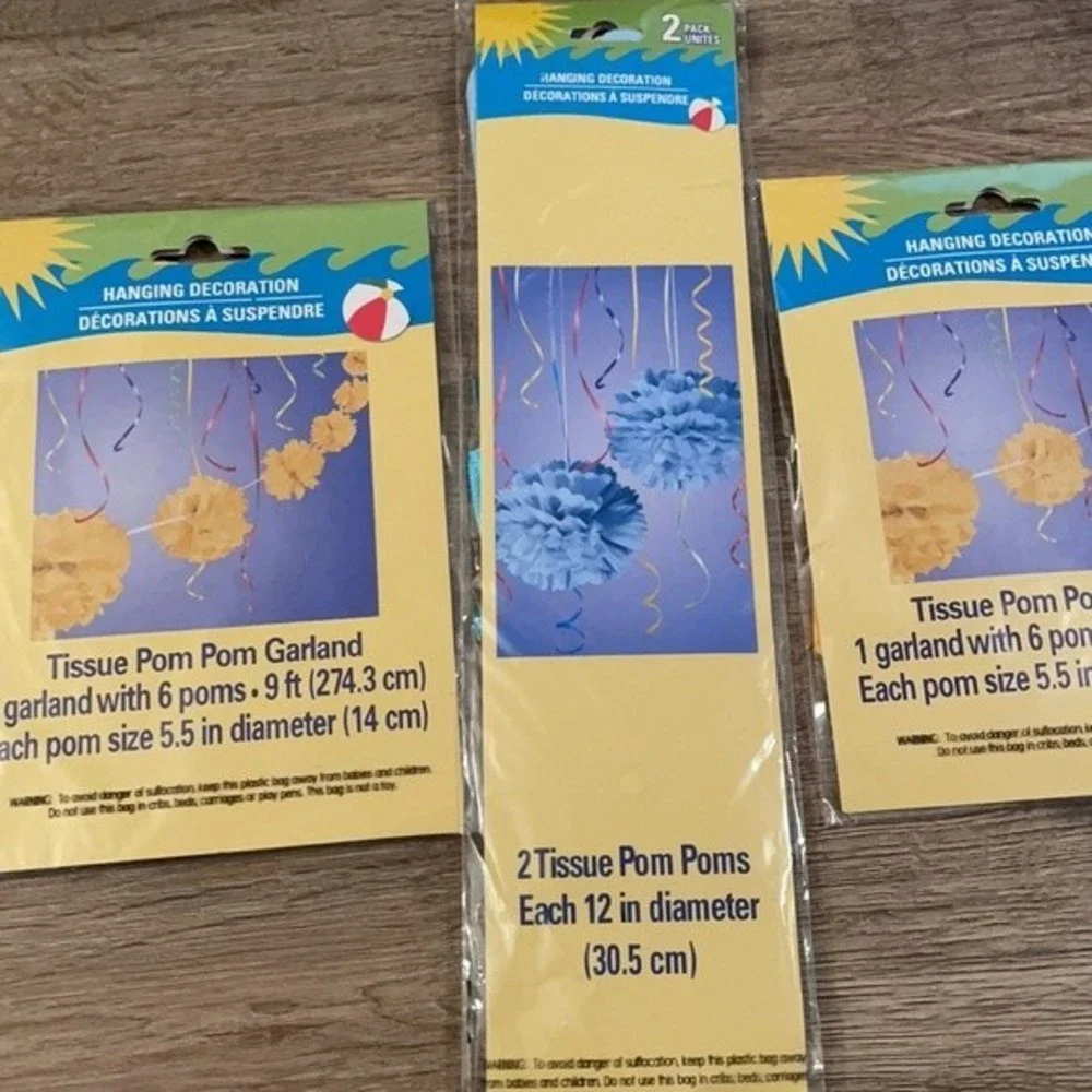 3 new packs of Pom Pom party decorations